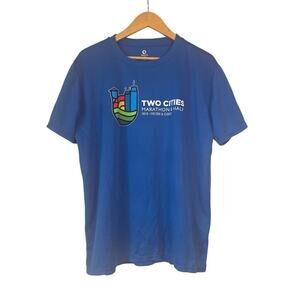 Green Layer Men's 2019 Two Cities Marathon & Half Running T-Shirt Size XL Blue